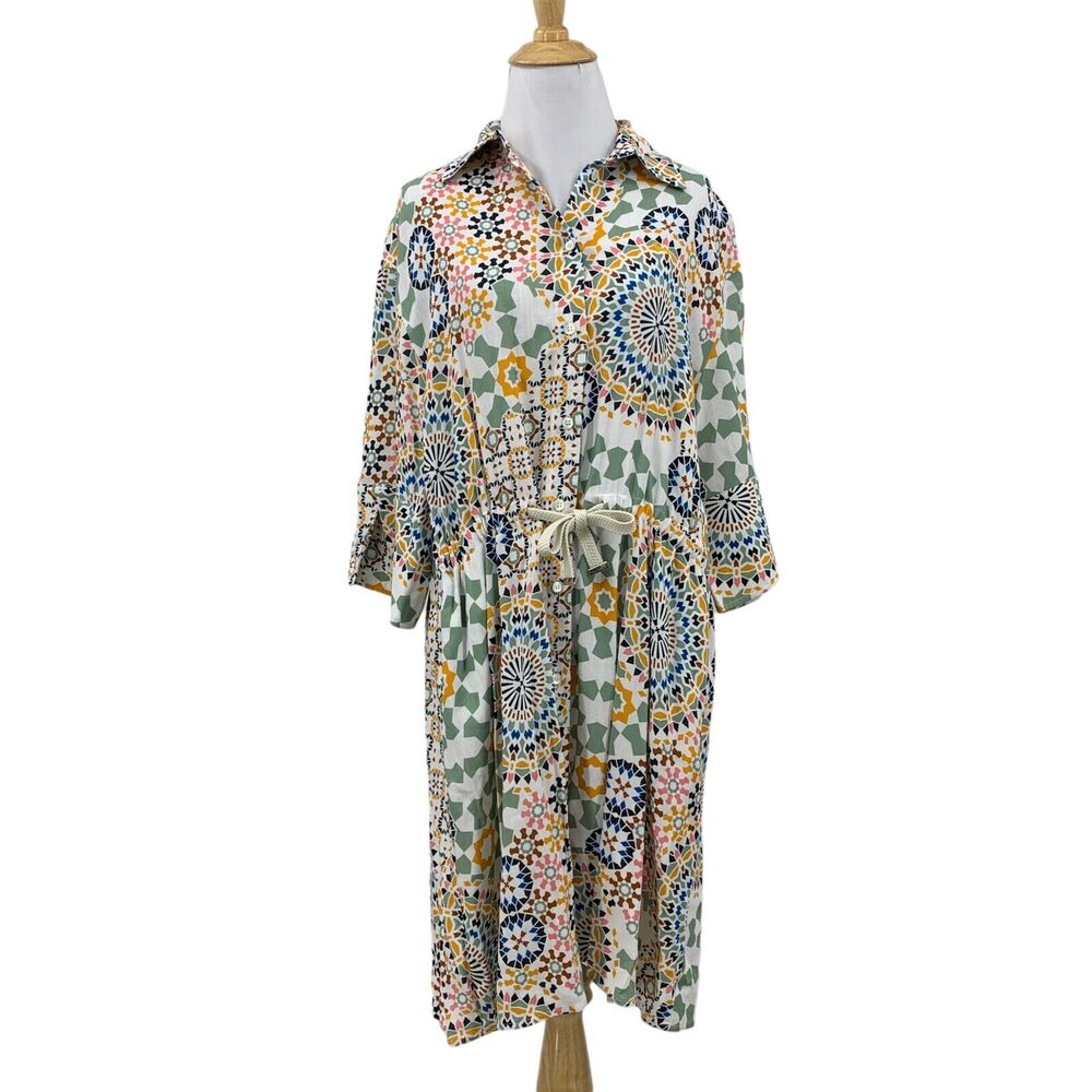 Harmont & Blaine Dress Women 40 US 4 Button Down Tie Waist Mid Sleeve Made Italy